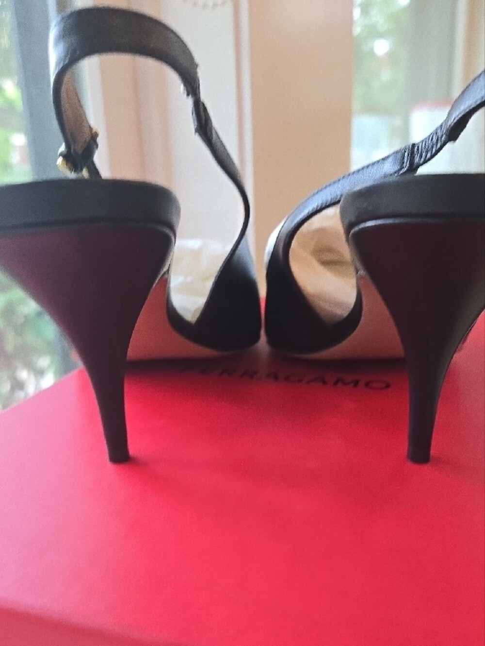 Salvatore Ferragamo Tally 70cm Black Leather Slingback Pointed-Toe Heels - Picture 8 of 11